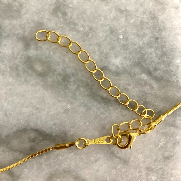 Sterling Silver Flecked Heart Pendant Gold Necklace - Picture 11 of 11